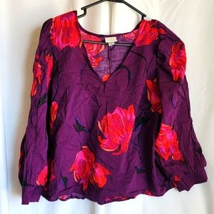 Puff sleeve floral crop blouse